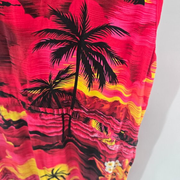 Vintage Palmwave Hawaii Pink Red 100% Rayon Beaded Tie Aloha Dress Size Small - Picture 6 of 12